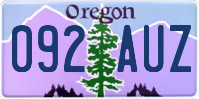 OR license plate 092AUZ