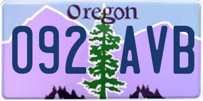 OR license plate 092AVB
