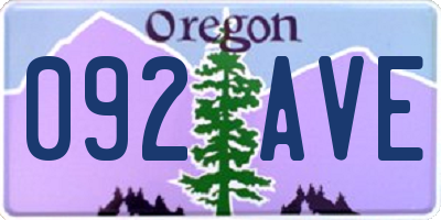 OR license plate 092AVE