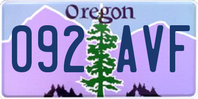 OR license plate 092AVF