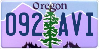 OR license plate 092AVI