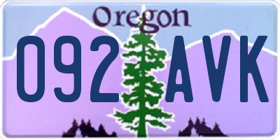 OR license plate 092AVK