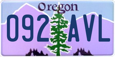 OR license plate 092AVL
