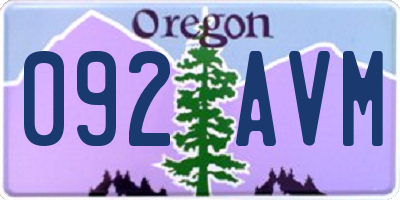 OR license plate 092AVM