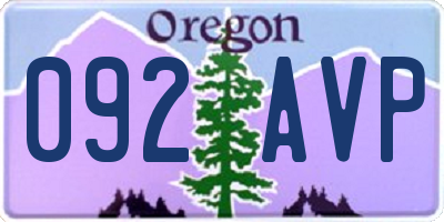 OR license plate 092AVP