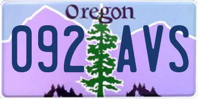OR license plate 092AVS