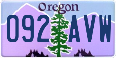OR license plate 092AVW