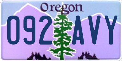 OR license plate 092AVY