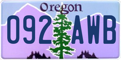 OR license plate 092AWB