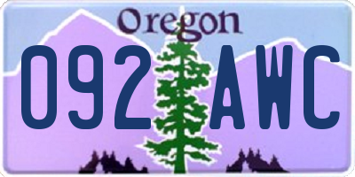 OR license plate 092AWC