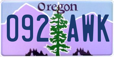 OR license plate 092AWK