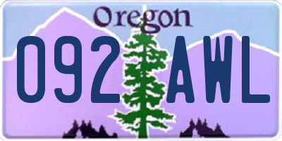 OR license plate 092AWL