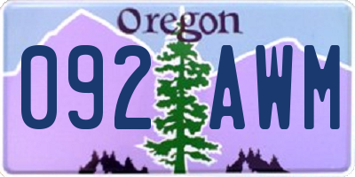 OR license plate 092AWM