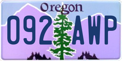 OR license plate 092AWP