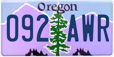 OR license plate 092AWR
