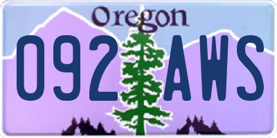 OR license plate 092AWS