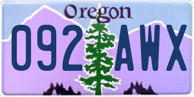 OR license plate 092AWX