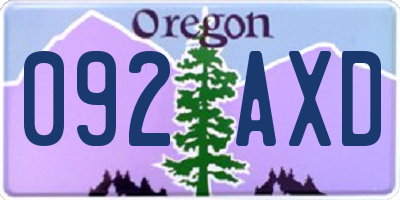 OR license plate 092AXD
