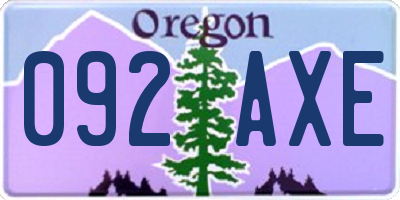 OR license plate 092AXE
