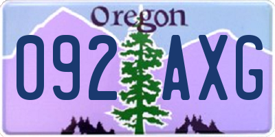 OR license plate 092AXG