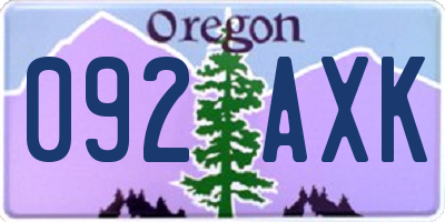 OR license plate 092AXK