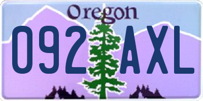 OR license plate 092AXL