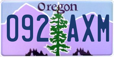 OR license plate 092AXM