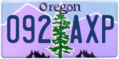 OR license plate 092AXP