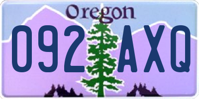 OR license plate 092AXQ