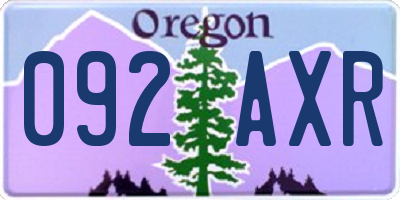 OR license plate 092AXR