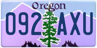 OR license plate 092AXU