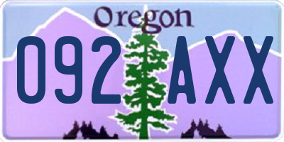 OR license plate 092AXX