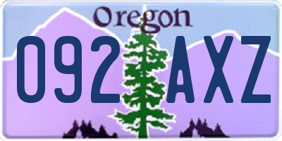 OR license plate 092AXZ