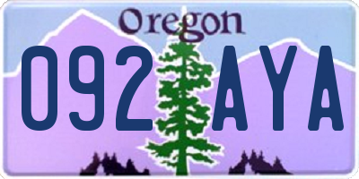 OR license plate 092AYA