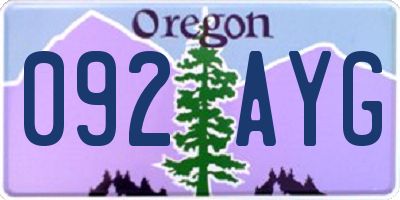 OR license plate 092AYG