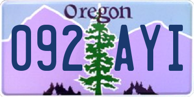 OR license plate 092AYI