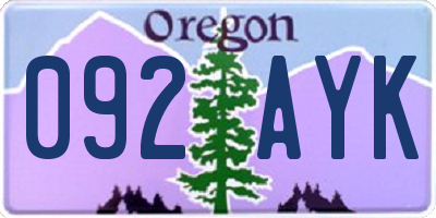 OR license plate 092AYK