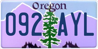 OR license plate 092AYL