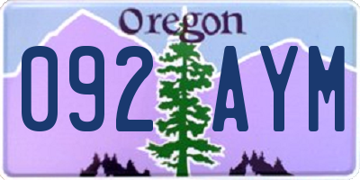 OR license plate 092AYM