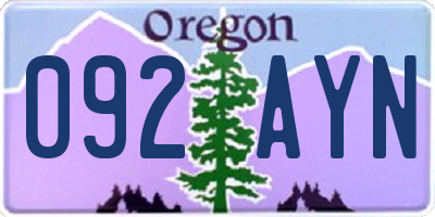 OR license plate 092AYN