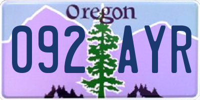 OR license plate 092AYR