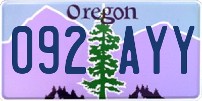 OR license plate 092AYY