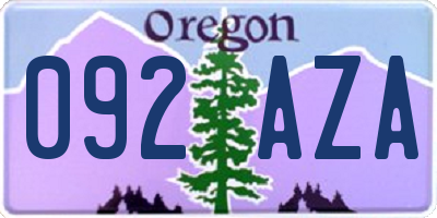 OR license plate 092AZA