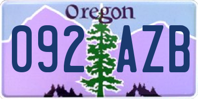OR license plate 092AZB