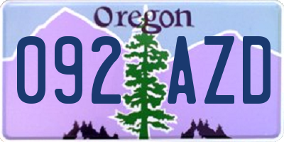 OR license plate 092AZD