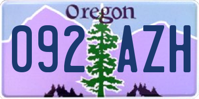 OR license plate 092AZH