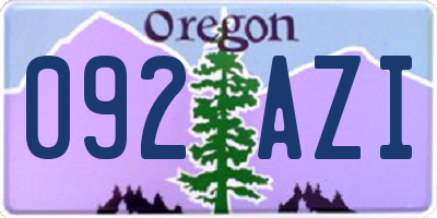 OR license plate 092AZI