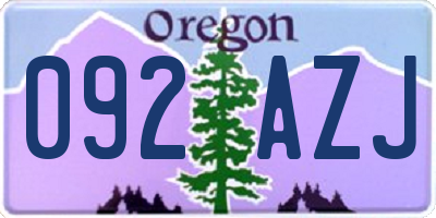 OR license plate 092AZJ