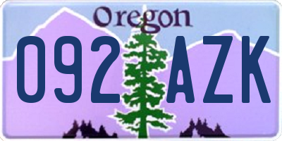 OR license plate 092AZK