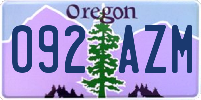 OR license plate 092AZM